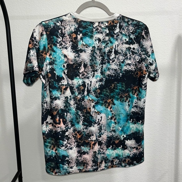 MORGAN WALLEN | Western Cow Hide Graphic Tee in Teal and Black Tie Dye | Size S - Picture 3 of 6